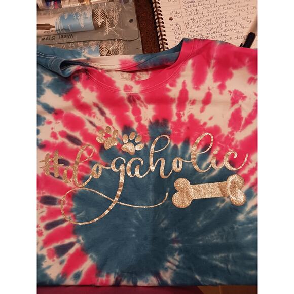 Dogaholic Pink and Turquoise Tie Dye T-Shirt Size 3XL - Picture 5 of 8